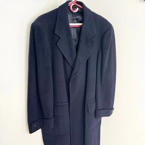 Vintage Men’s 100% Cashmere Navy Coat Overcaot Hart Schaffner & Marx USA Made - Picture 1 of 11