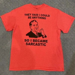 Funny Red/Black NWOT T-shirt Tee Shirt “…So I Became Sarcastic” Men’s Lg (B38) - Picture 1 of 6