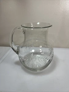 Floral geätzter Glaskrug, Saft, Wein, Sangria Krug Vintage EUC - Bild 1 von 5