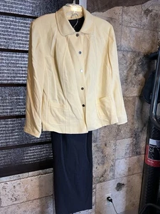 PO Tahari 3-teiliger Hosenanzug gelb & grau Größe 18 WUNDERSCHÖN - Bild 1 von 16