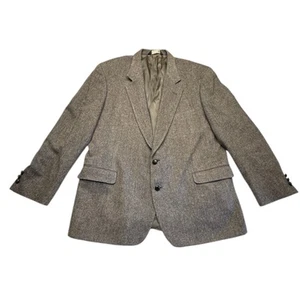 Vtg John Alexander Hartmarx Gray Herringbone Tweed Blazer Sport Coat Jacket 54R - Picture 1 of 10