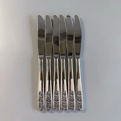 Juego de 6 cuchillos de cena Suncrest Spring Charm cubiertos de acero inoxidable personalizados IS Rogers Foto 1 de 3