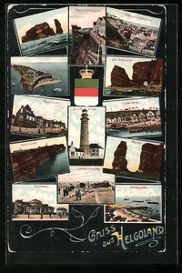 Helgoland, Ansichtskarte, Aquarium, Fahrstuhl, Leuchtturm, Kurhaus  - Picture 1 of 2