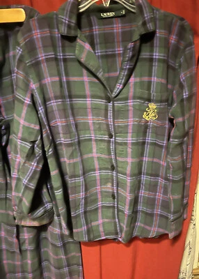 Juego de 2 pijamas Ralph Lauren verde a cuadros escudo bolsillo para mujer talla L” Foto 1 de 4