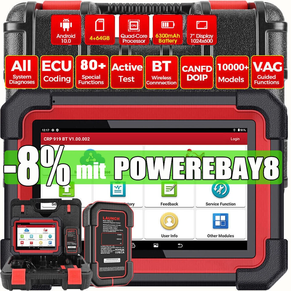 2025 Launch X431 CRP919E BT Professional Automotive OBD2 Diagnostic Tool ALL System ECU Coding - Image 1 of 4