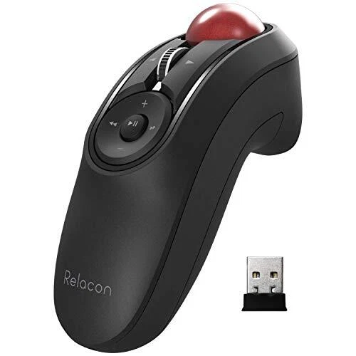 ELECOM Wireless Mouse Trackball Handy Type Relacon Black M-RT1DRBK Receiver New - Image 1 of 4