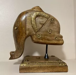 Wooden Elephant Figurine Sculpture Bohemian Brown - Picture 1 of 9