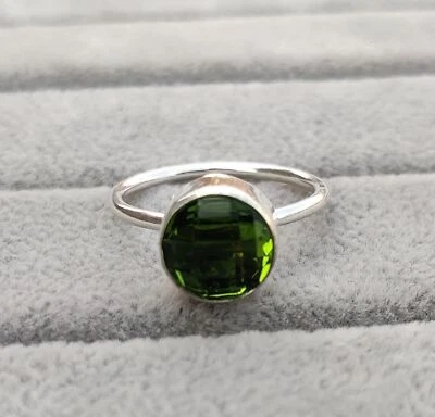 Beautifull Peridoto Topazio Gemma 925 Argento Sterling Mano Anello Tutti Misura - Immagine 1 di 4