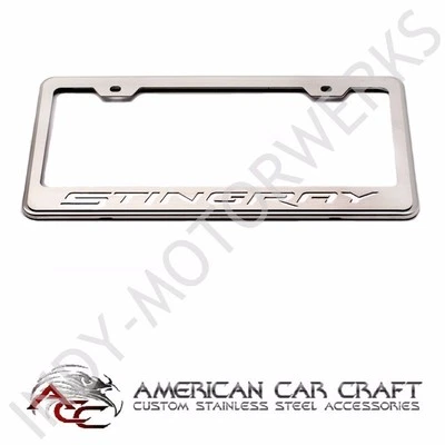 C7 CORVETTE WITH STINGRAY IN WHITE CARBON FIBER REAR LICENSE PLATE HOLDER FRAME - Изображение 1 из 4