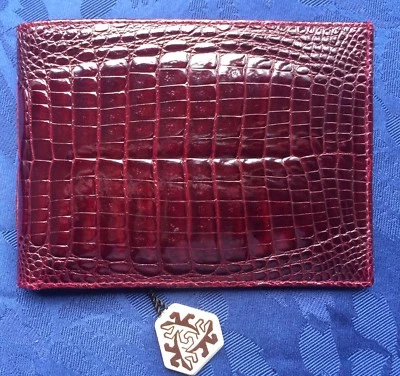 CERRUTI 1881 Portafoglio Uomo Vero Coccodrillo Bordeaux Crocodile Wallet Ligator - Imagen 1 de 4