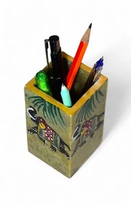 Soporte para bolígrafo de vidrio / soporte para bolígrafo con pintura de elefante - Imagen 1 de 6