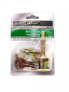 Defiant Rim Cylinder Bright Brass Finish Key Lock 2 Keys 633 434 Model 70312 - Picture 1 of 4