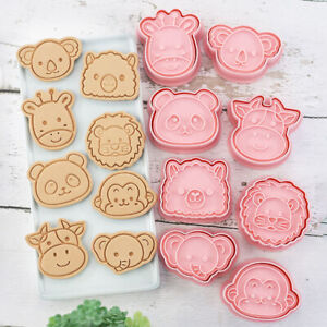 8 pièces découpeurs de biscuits pour animaux dessinés moule à biscuits pressable fête moule à pâtisserie