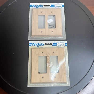 2 Cubiertas de Interruptor de Arce Genuino Angelo Placas de Pared Decoradoras Doble Balancín Nuevo de Lote Antiguo Foto 1 de 4