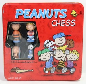 Peanuts Chess Set Charlie Brown Red Tin Version Complete Set - NEW, READ! - Picture 1 of 11