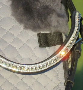 FSS Crystal Bling Curve Shape Browband SHIMMER Grey Black Diamond Clear White 🌹 - Picture 1 of 1