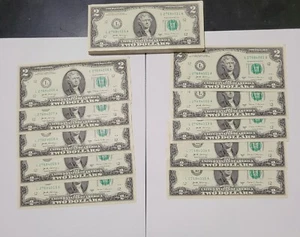 2 $ NEU knackige aufeinanderfolgende Zwei-Dollar-Scheine Edelstein Stempelglanz 2 $-Scheine - Bild 1 von 3