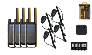 Motorola Solutions T470 Two Way Radios Speaker Mics Rechargeable 4-Pack - Picture 1 of 5