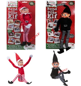 BENDABLE POSEABLE RED OR BLACK ELF FIGURE 12" BOY GIRL ELVES BEHAVIN BADLY - Picture 1 of 21