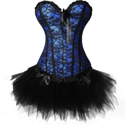 Mujeres Gótico Burlesco Sobre Busto Corsé Bustier TuTu Falda Vestidos de fantasía Disfraz Foto 1 de 4