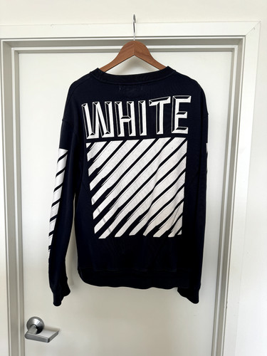 OFF WHITE Felpa Crewneck BIANCA OFF Blu Navy Media