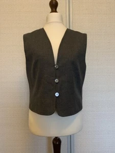 WINDSMOOR Grey Wool Crepe Waistcoat, Mother of Pearl Buttons, UK 12 - Picture 1 of 12
