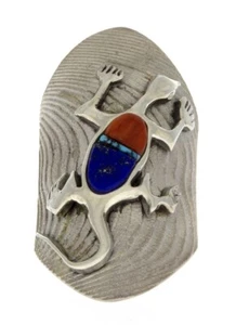 11 - Mehrfarbiger Eidechsen-Inlay-Ring von Bruce Land & Alvin Yellowhorse - Bild 1 von 5
