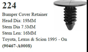 50 Pcs Bumper Cover Fastener Retainer Clips Compatible with Toyota 90467-A0008 - Picture 1 of 2