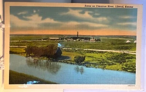 Liberal, Kansas KS - Escena en el río Cimarron - Postal de colección - Lino sin publicar - Imagen 1 de 2