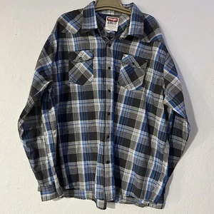 Wrangler Jeans Co Herren Größe 3X Chili kariertes Shirt Langarm Knopfleiste Baumwolle - Bild 1 von 6