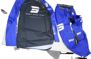 SHOT RACE GEAR MOTOCROSS PANTS + JERSEY SET  34" WAIST + LARG JERSEY YAMAHA BLUE - Picture 1 of 20