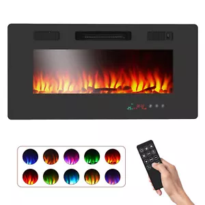 2000W 102cm Eectric Fireplace Heater Build in & Wall Mounted with 10 Flame Color - Picture 1 of 9