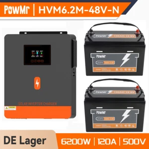 PowMr 6200W 48V Solar Wechselrichter MPPT 120A Ladegerät Or 150AH 12.8V Batterie - Bild 1 von 20