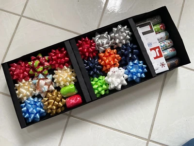 Box of Christmas Gift Wrapping Supplies Papers/Bow/Ribbon/Sticker Holiday - Image 1 of 4