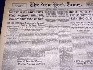 1942 SEPT 24 NEW YORK TIMES - RUSSIAN FLANK GAINS VOLGA WARSHIPS SHELL - NT 919 - Picture 1 of 2