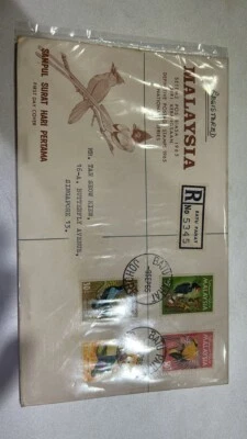 Malaysia 1965 bird definitive register   fdc with brochure on 4v stamps - Image 1 of 2