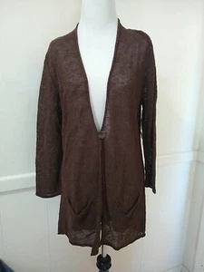 NWT Coldwater Creek Brown Sweater Knit One Button Stretch Cardigan Sz M (10-12) - Picture 1 of 10