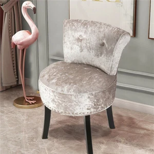Softest Crushed Velvet Vanity Stool Widen Dressing Table Buttoned Chair Bedroom - Picture 1 of 18