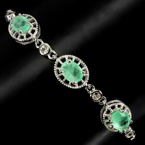 Oval Emerald 7x5mm Simulated Cz Gemstone 925 Sterling Silver Jewelry Bracelet