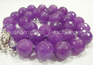 Huge 12mm Faceted Purple Alexandrite Round Gemstone Beads Necklace 18'' - Picture 1 of 3