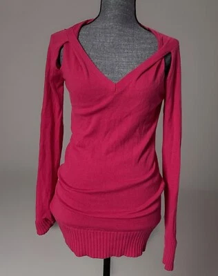 BCBGMAXAZRIA Womens sweater jumper pullover pink open sleeves Mint Sz M - Изображение 1 из 4