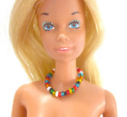 Collier poupée Barbie vintage perles graines arc-en-ciel rétro années 1960 - 70