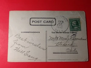 1911 Happy New Year New York Postcard w/ Ben Franklin One Cent Postmarked Stamp - Picture 1 of 3