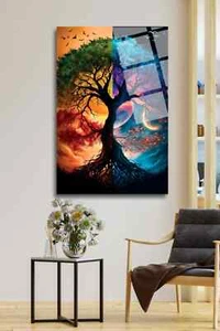Tree of Life Glass Wall Art, Tempered Glass Wall Painting Wall Decor - Picture 1 of 3