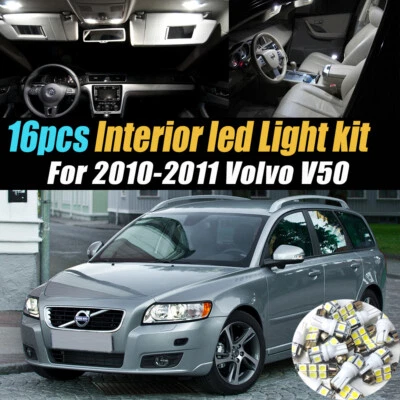 Комплект из 16 супербелых светодиодных ламп для салона автомобиля для Volvo V50 2010-2011 годов выпуска - Изображение 1 из 4