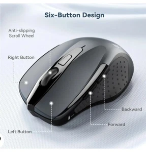 Tecknet Cordless Bluetooth Wireless Optical Grey Computer Mouse Model BM307 - Picture 1 of 4