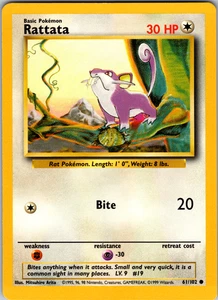 Rattata 61/102 Pokemon: Base Set Unlimited Common - LP - Picture 1 of 2