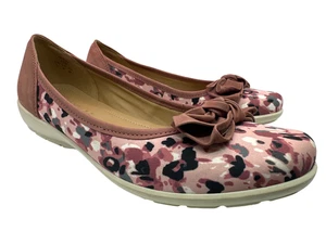 Hotter Jewel Flat Shoes Slip On Pink Multicoloured Leather Bow UK 7 Std EU 41 - Picture 1 of 20