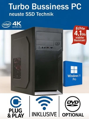 Intel Windows 11 PC System, Office Computer 16GB DDR4, 1TB M.2 SSD, leise|WLAN - Bild 1 von 4
