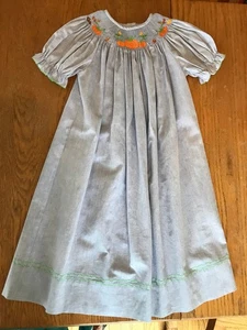 Vive La Fete Smocked Bishop Dress Sz 5 Embroidered Pumpkins Fall Leaves VGC - Picture 1 of 9